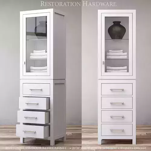 RH Hutton glass door bath cabinet