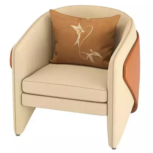 Luxury Luciano Curved Club Chair Swivel Lounge Seating 3D model 6