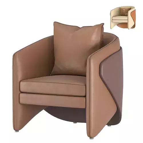 Luxury Luciano Curved Club Chair Swivel Lounge Seating 3D model 3