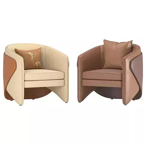 Luxury Luciano Curved Club Chair Swivel Lounge Seating 3D model