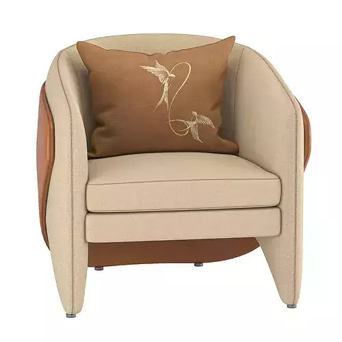 Luxury Luciano Curved Club Chair Swivel Lounge Seating 3D model 5