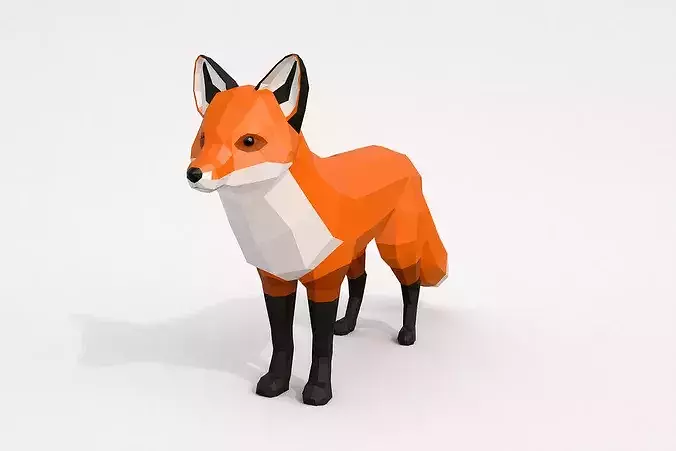 Red Fox low poly modelo 3D rigged