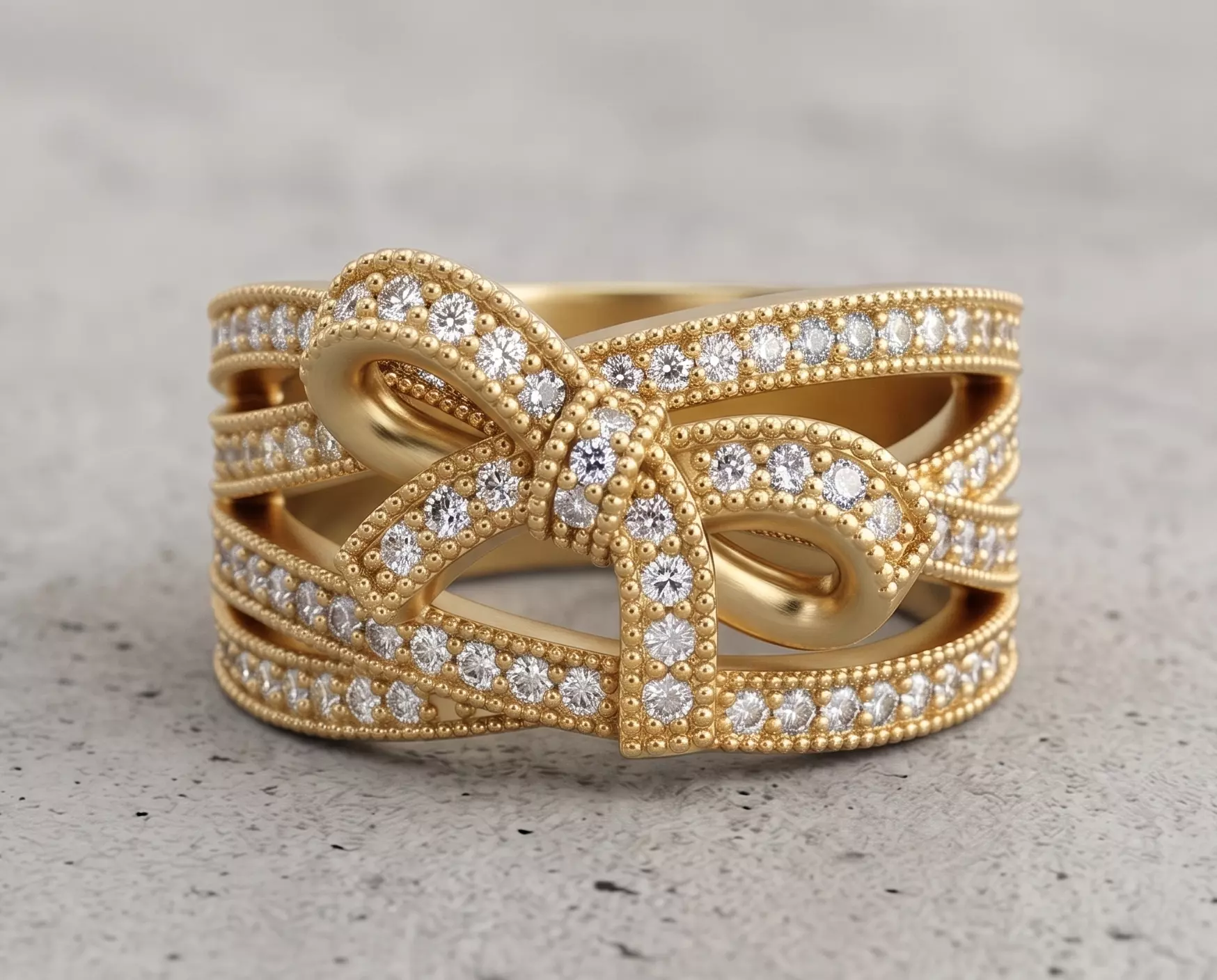 260421Chunky Milgrain Ribbon Ring 3D print model