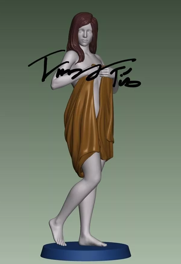 A glamorous wrapped-towel girl 3d printing 3D print model