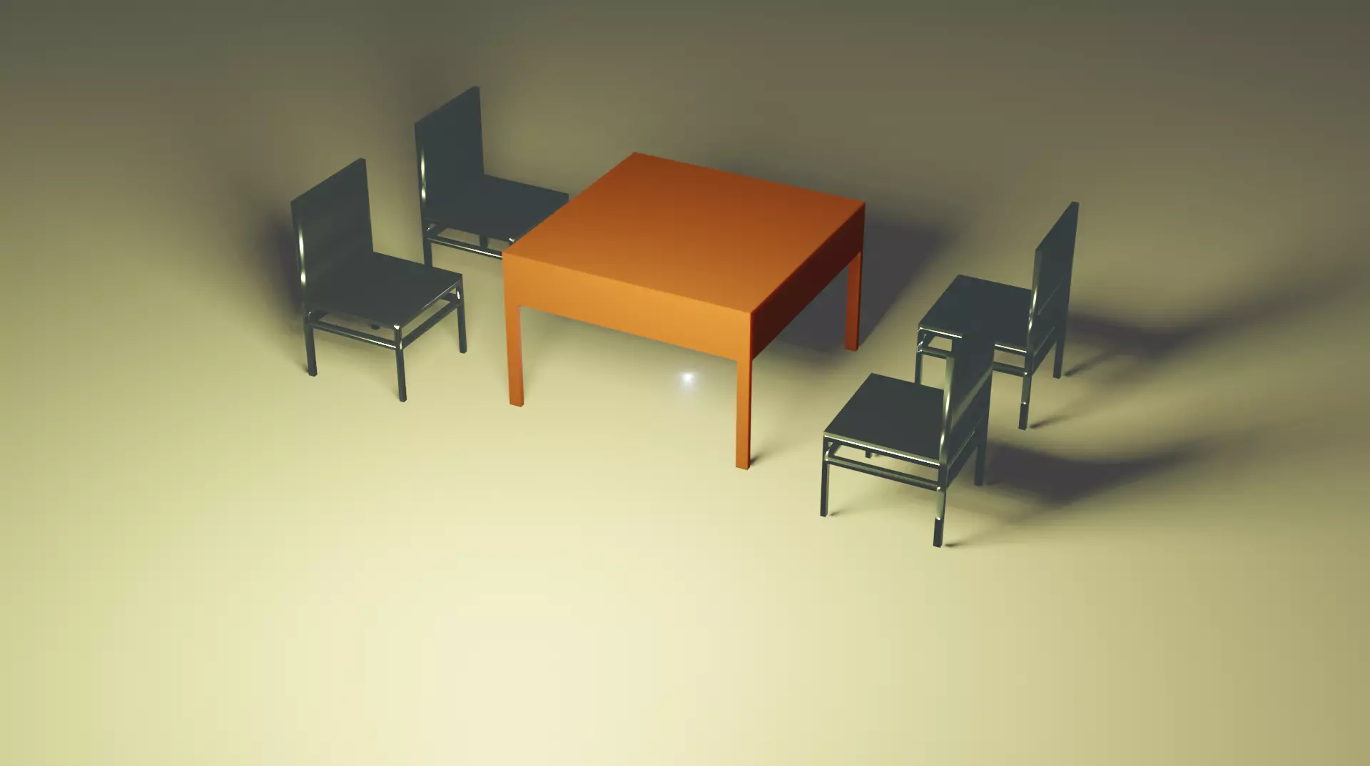 Modern Wooden Table and Metal Chair Set 3D model