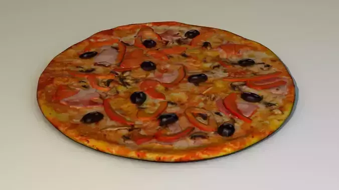 Pizza with olives and olives 3D model