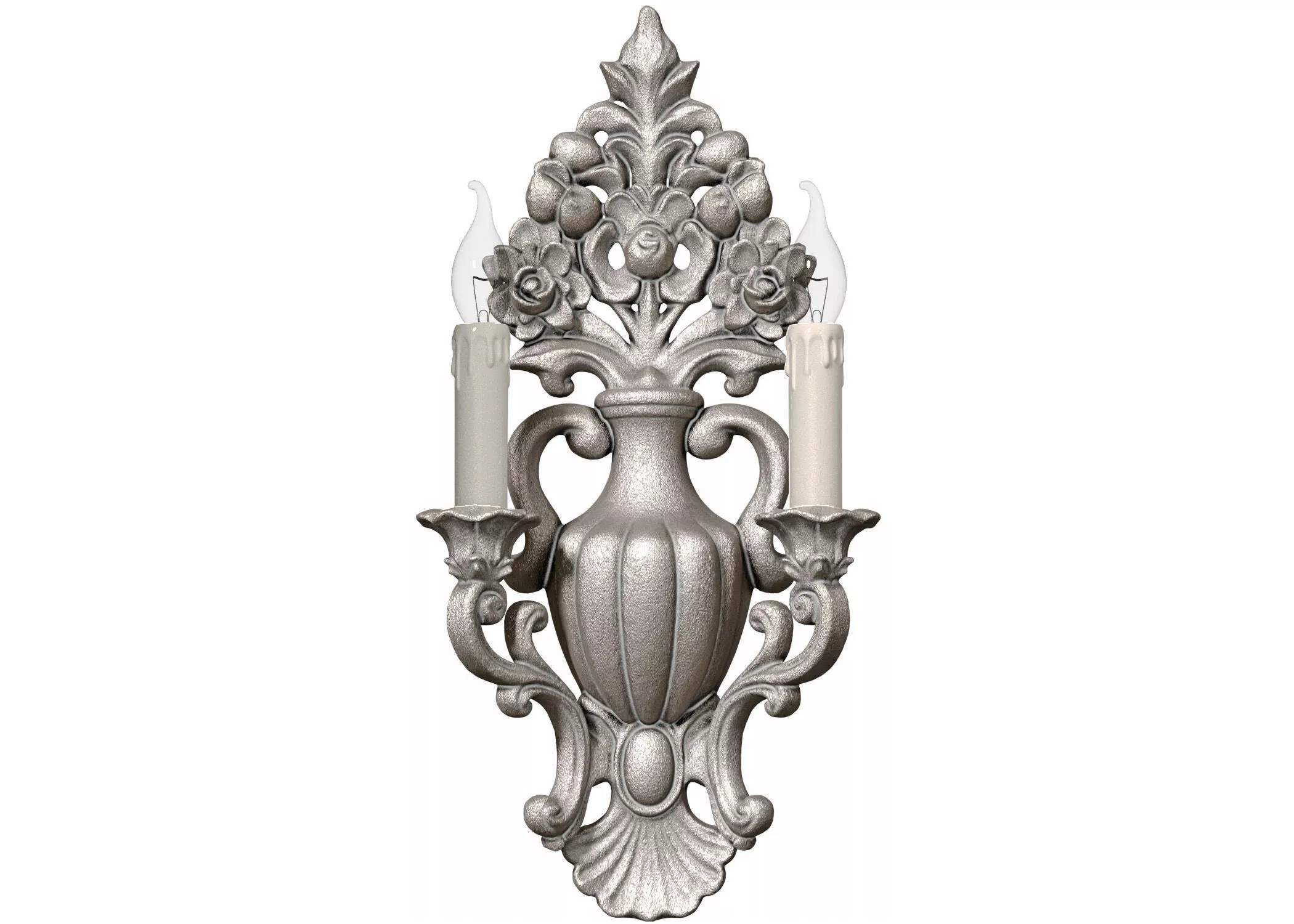 Classic Silver Wall Sconce in Flower Vase Shape 3D model