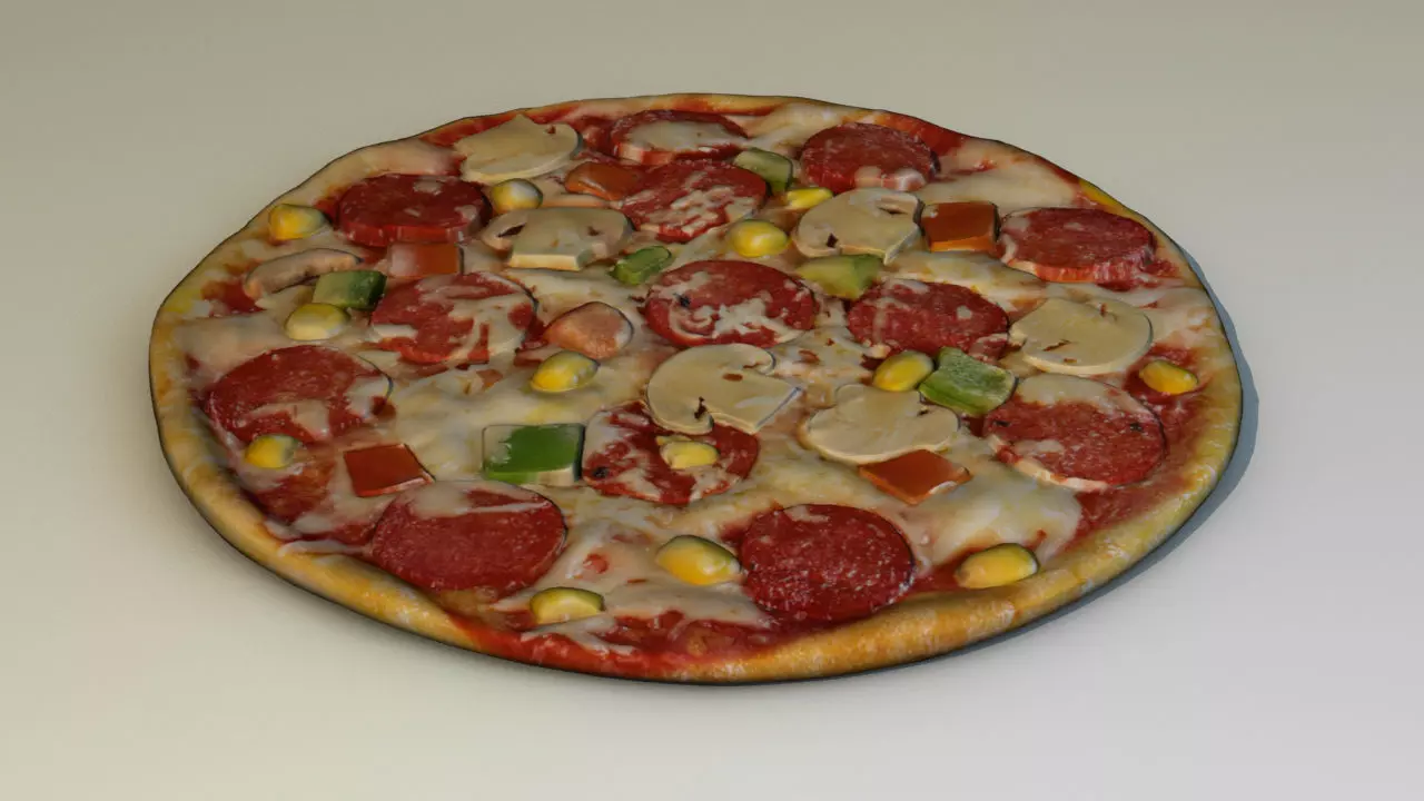 Pizza pepperoni 3D model_0