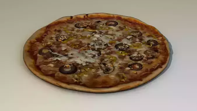 Pizza with mushrooms and olives 3D model
