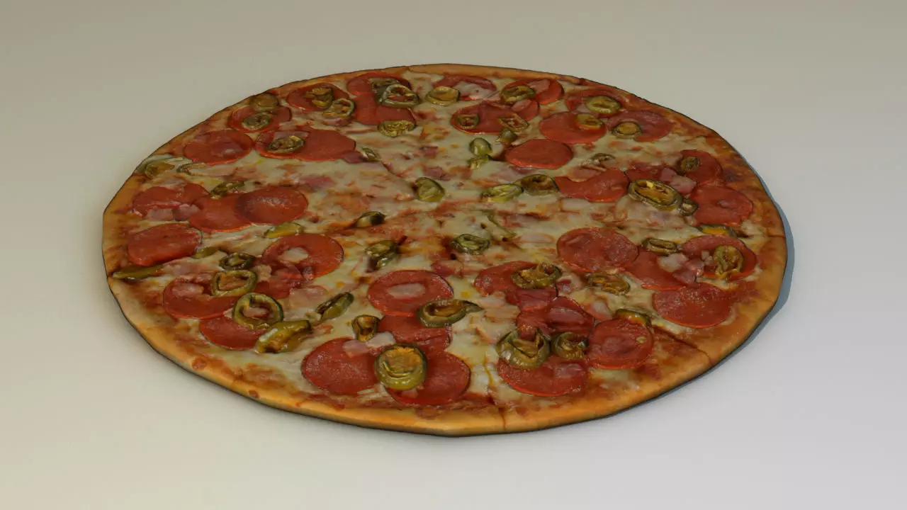 Pizza pepperoni 3D model_0