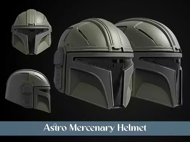 Stylized Interstellar Bounty Hunter Helmet - Astro Mercenary