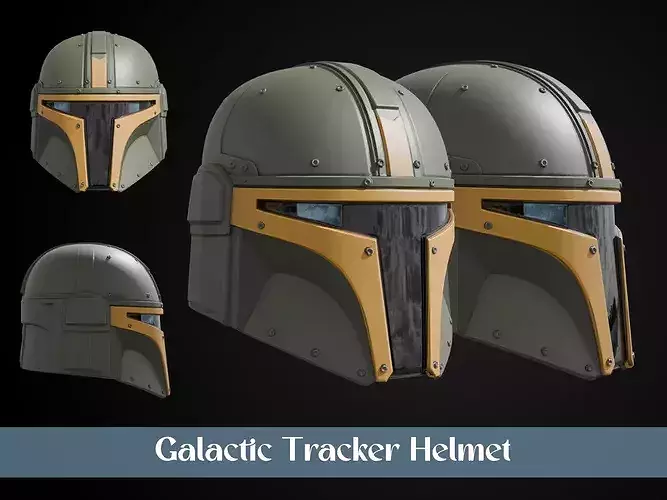 Stylized Interstellar Bounty Hunter Helmet - Galactic Tracker