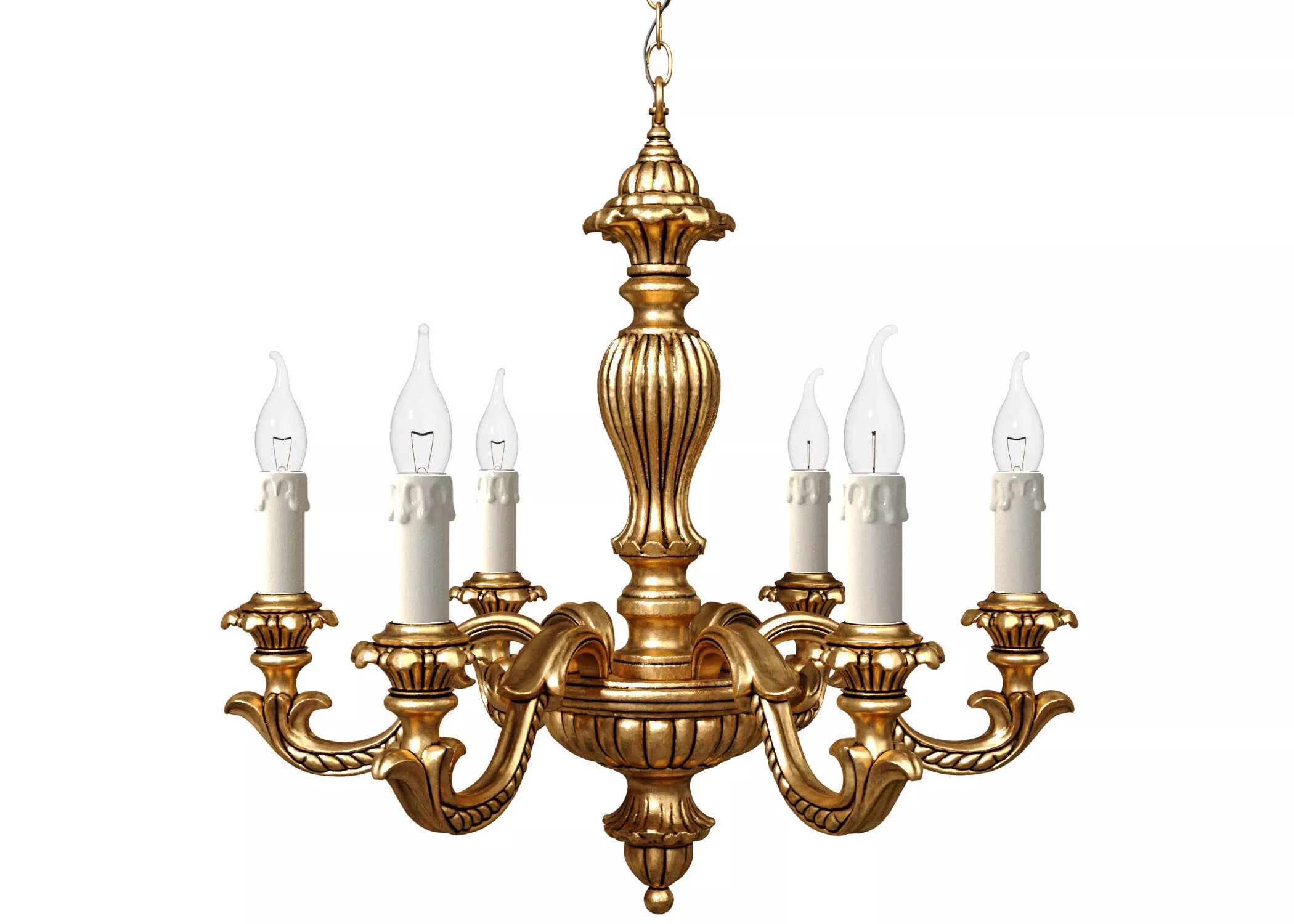 Golden antique chandelier in classic style Pendant light 3D model