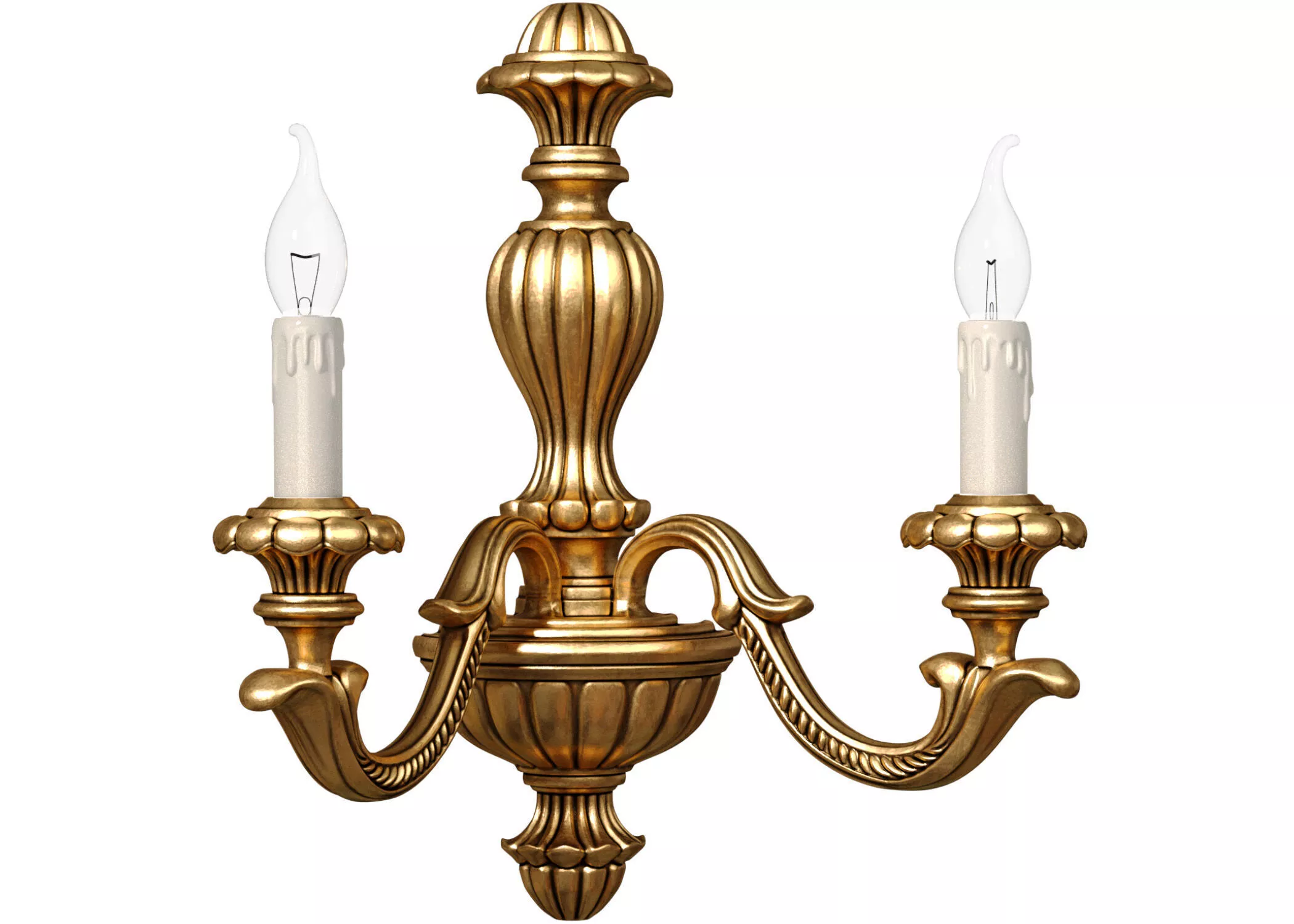 Classic Golden Wall Sconce Candles Wall lamp candlestick 3D model
