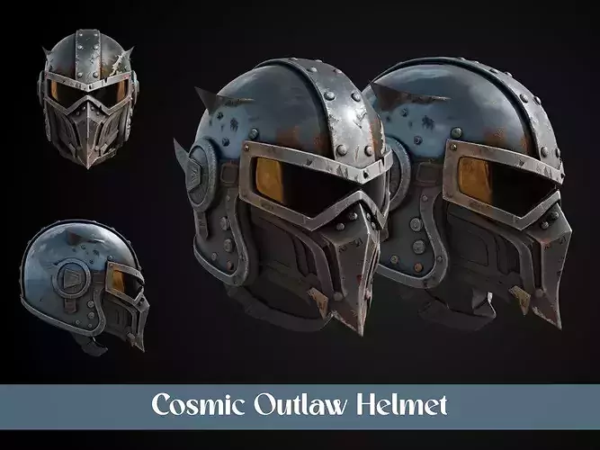 Stylized Interstellar Bounty Hunter Helmet - Cosmic Outlaw