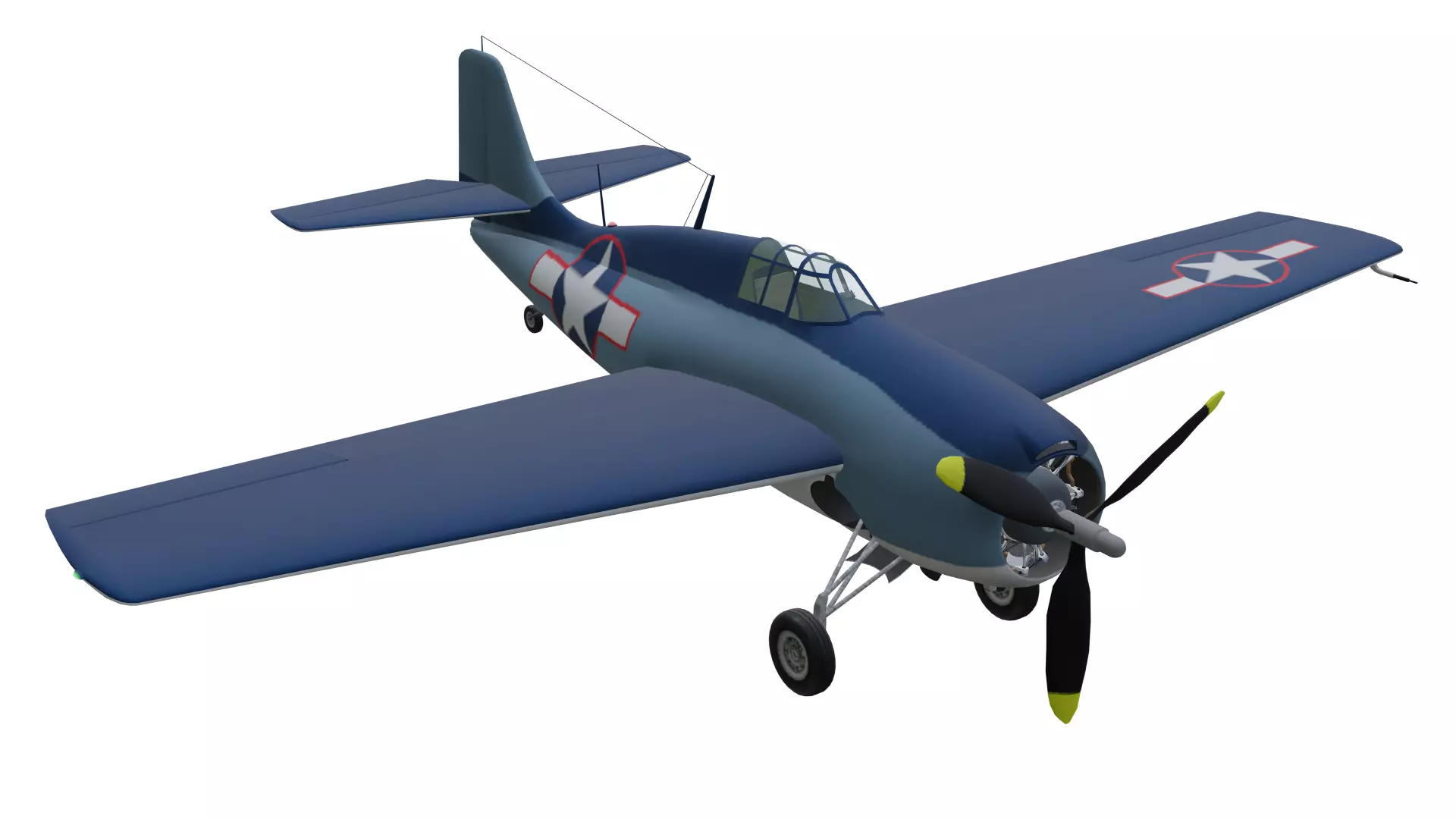 Grumman F4F Wildcat Low-poly 3D model