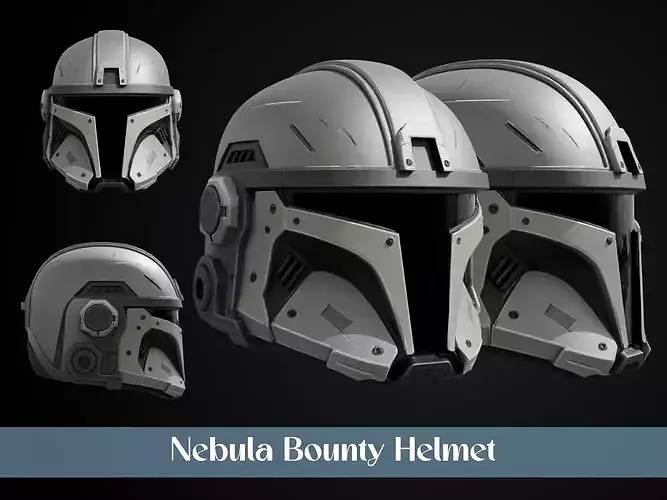 Stylized Interstellar Bounty Hunter Helmet - Nebula Bounty