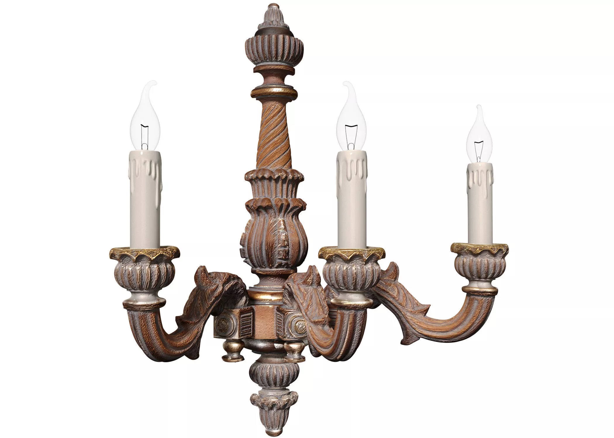 Vintage wall lamp Provence style Wooden carved wall light 3D model