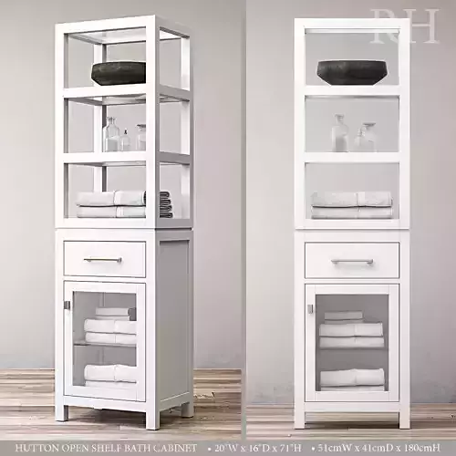 RH Hutton open shelf bath cabinet