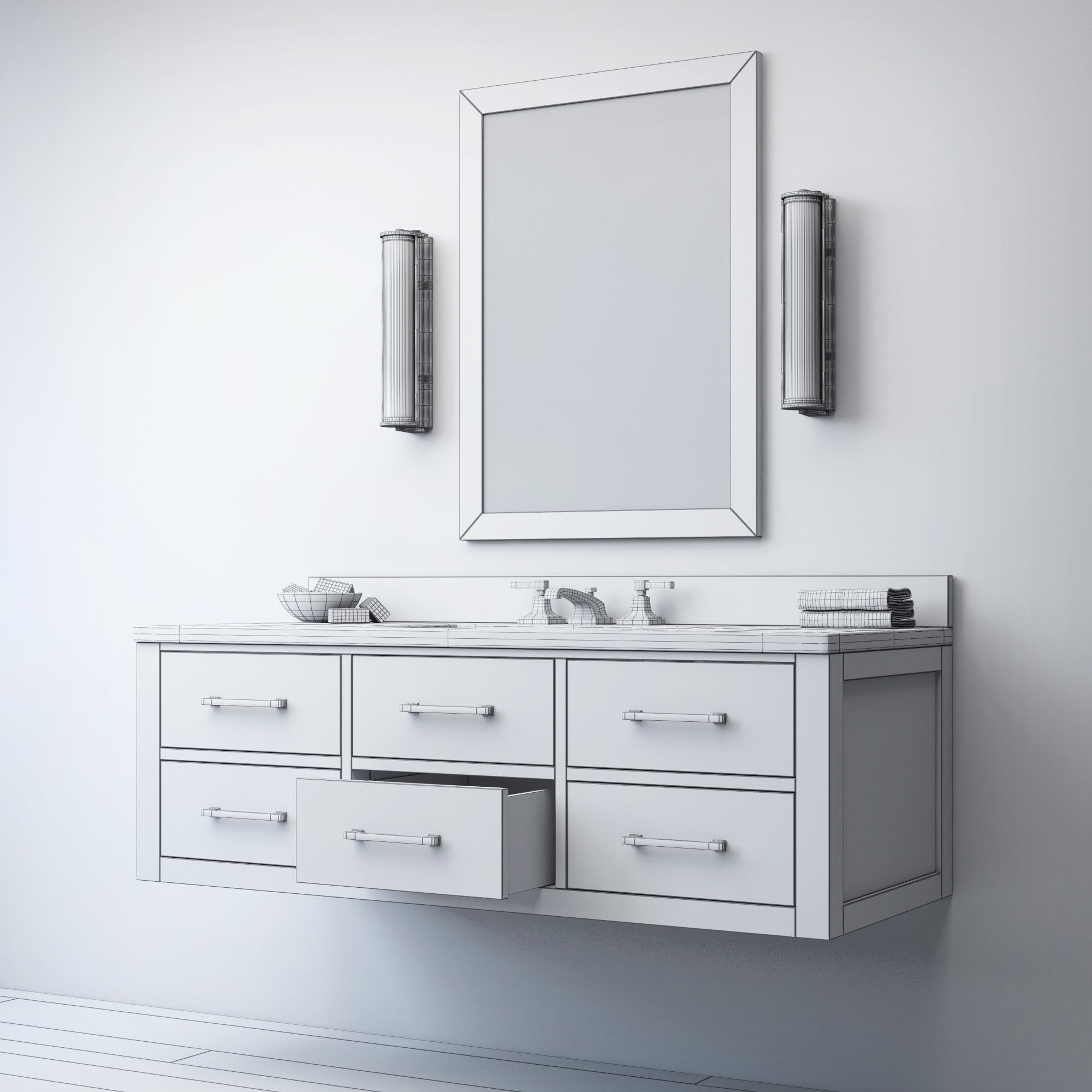Rh Hutton Single Extra Wide Floating Vanity 3d Cgtrader Rh Hutton Single Extra Wide Floating Vanity 3d Model Max Obj 3ds Mtl Mat 5