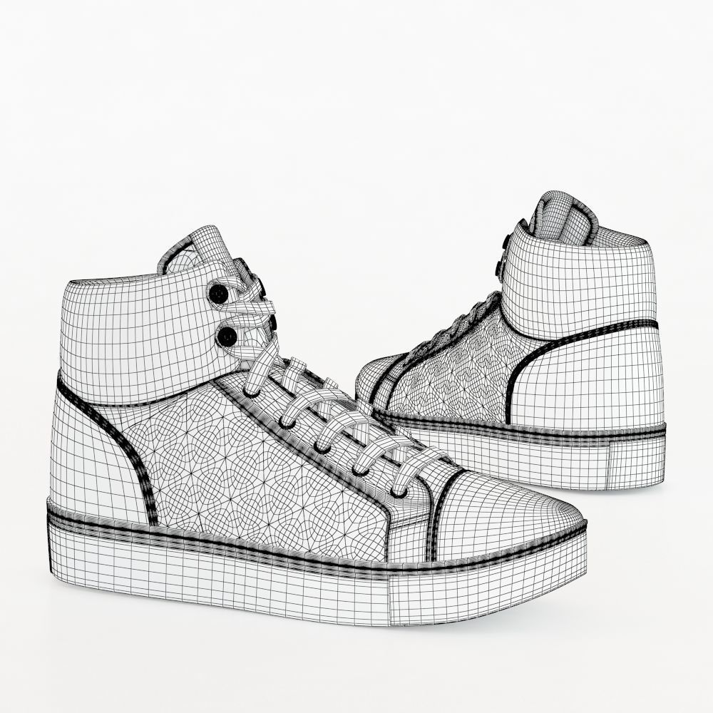 White ankle boot 3D model_1