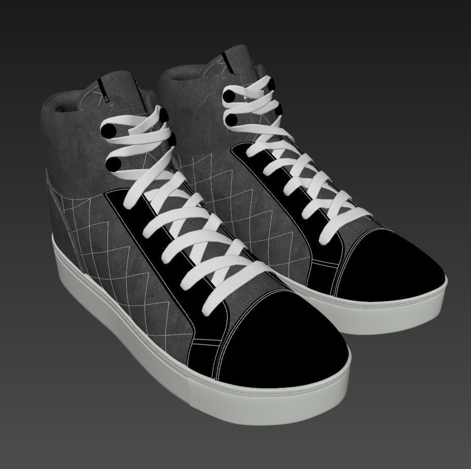 White ankle boot 3D model_2