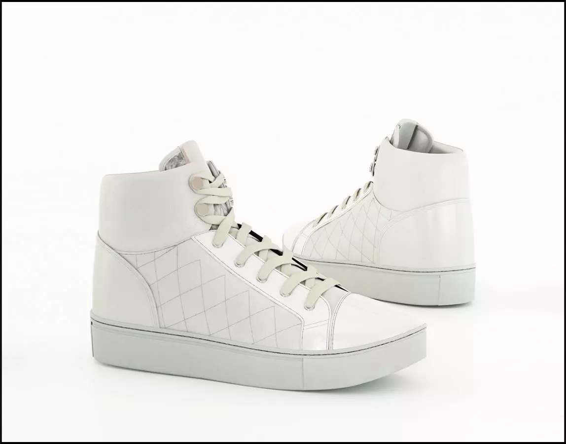 White ankle boot 3D model_0