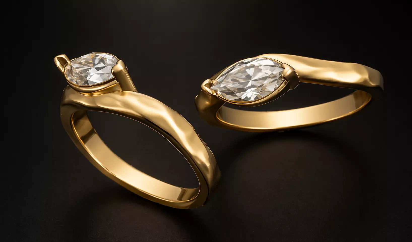 Minimalist Marquise Diamond Ring STL 3D print model