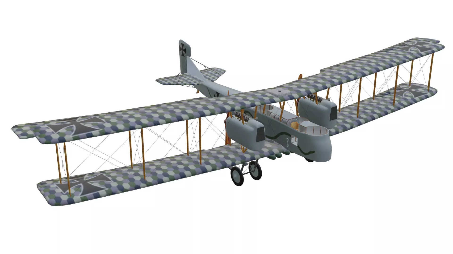 Gotha GV Historic Bomber Low-poly 3D model
