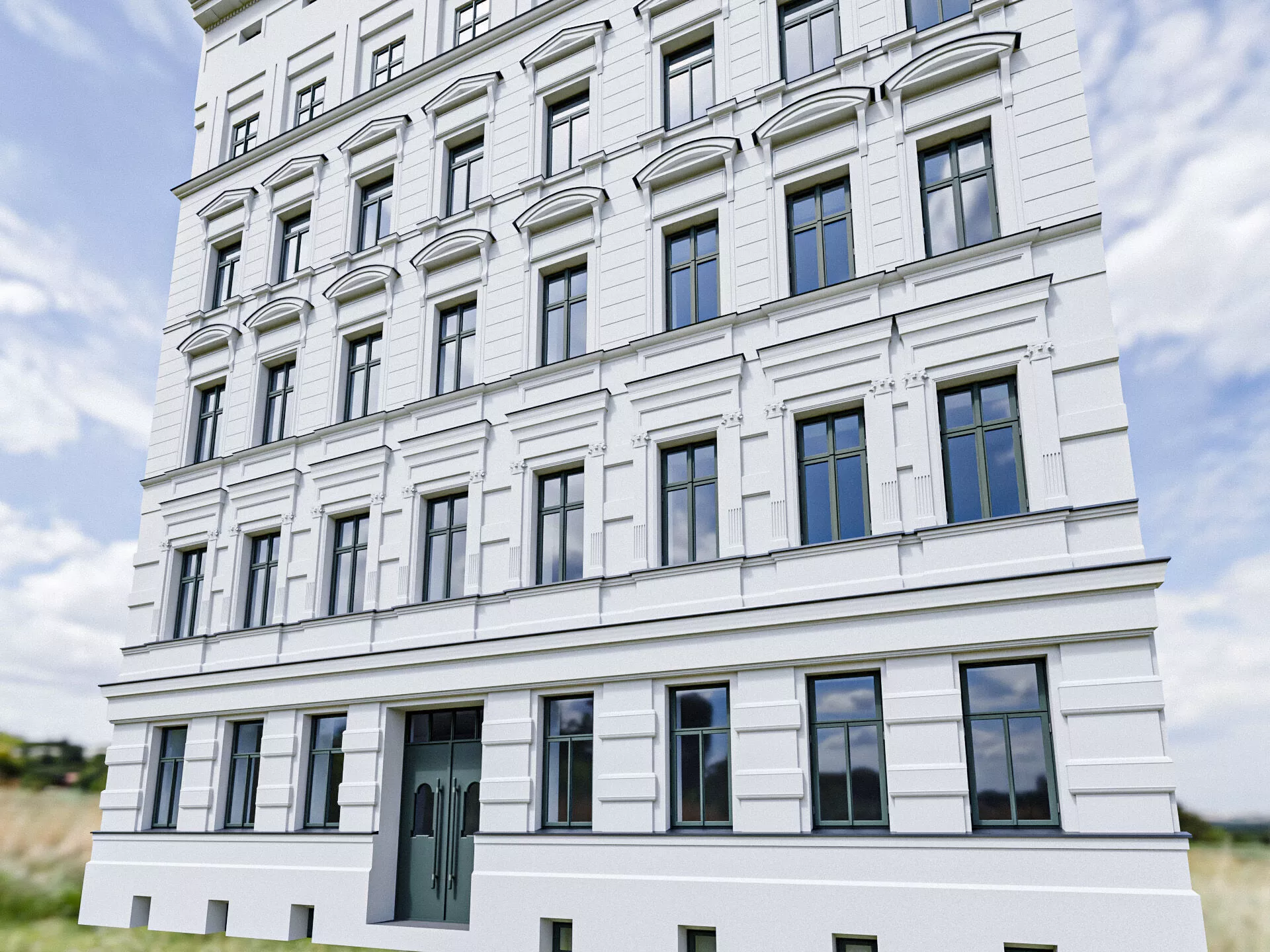 Classic European Tenement Building - Detailed Facade Low-poly 3D model