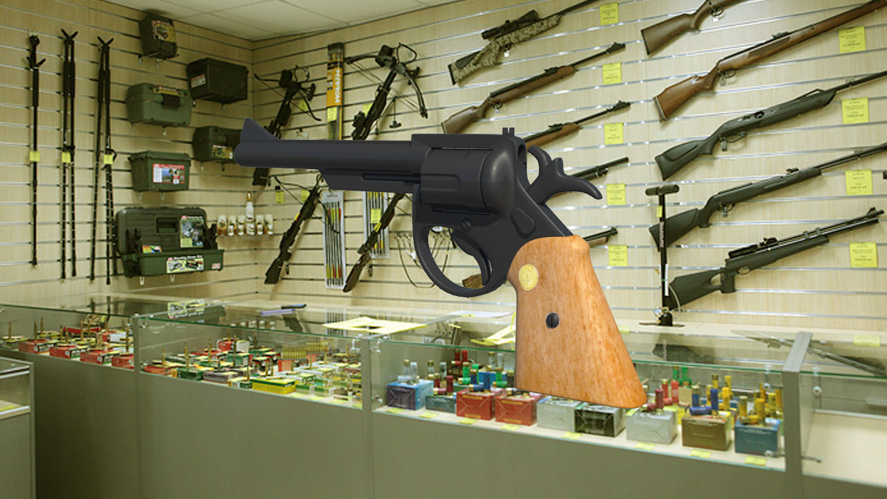 Revolver in gun store 3D model_1