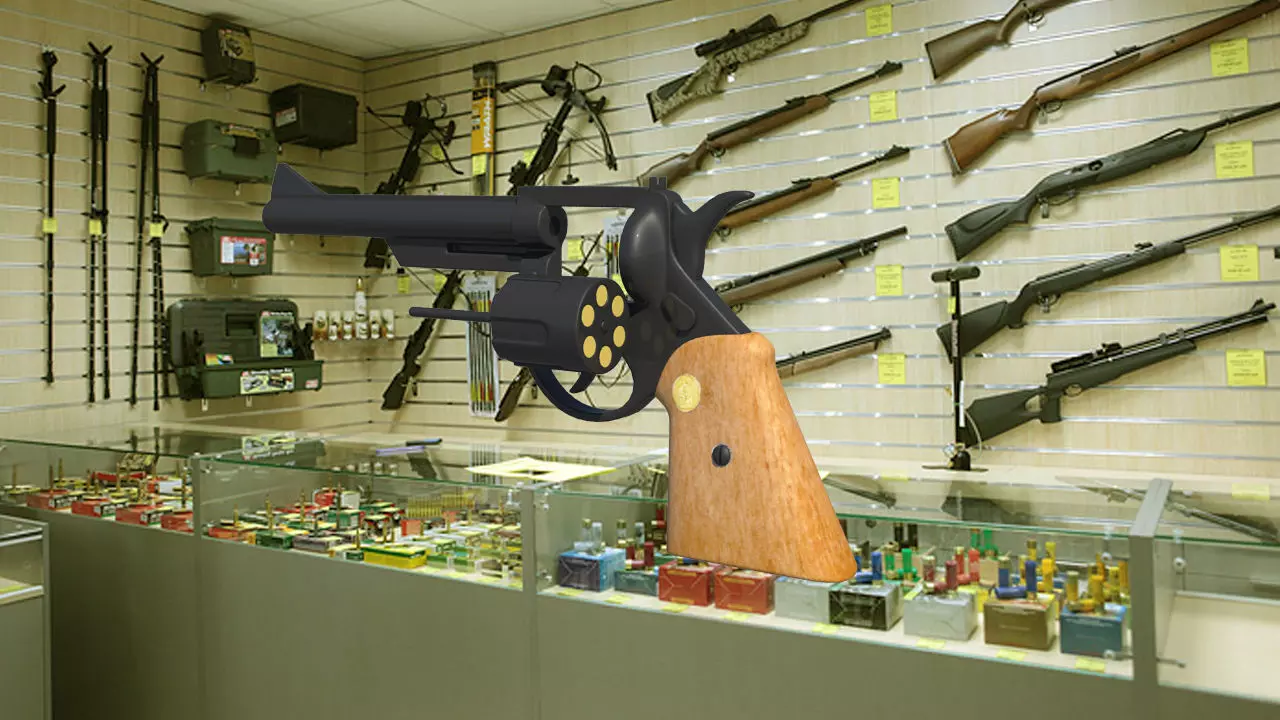 Revolver in gun store 3D model_0