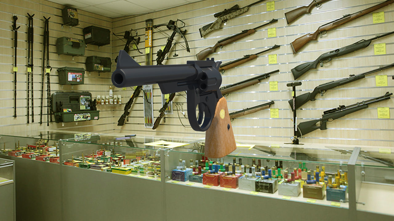 Revolver in gun store 3D model_2