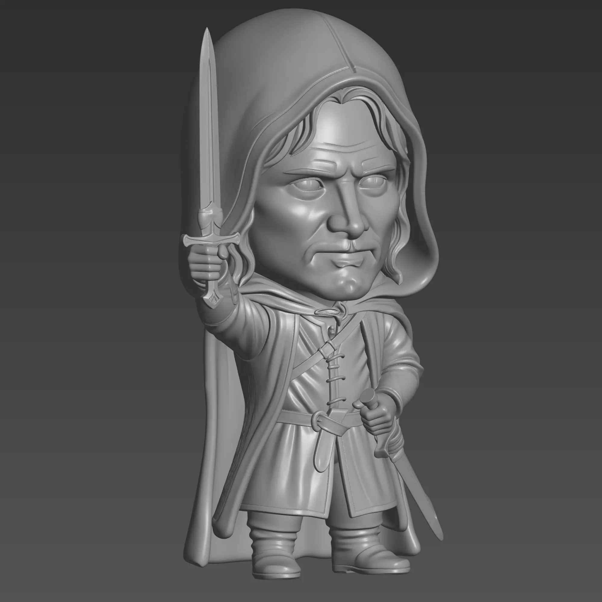 Aragorn Chibi STL for 3D Printing-Lord of the Rings Inspired Art 3D print model