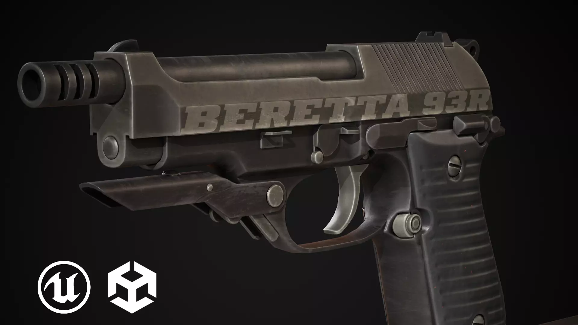 Pistol 93R - Game Ready Low-poly 3D model