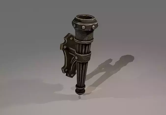 Medieval Wall Torch low poly game asset