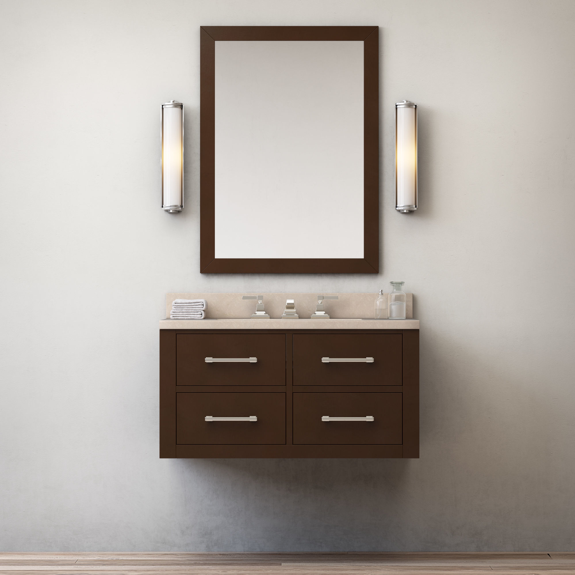 RH Hutton single floating vanity espresso 3D model_2