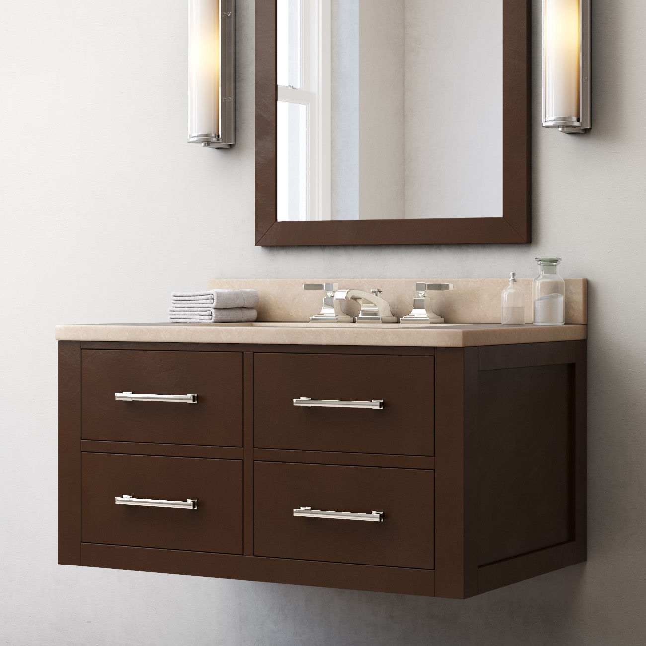 RH Hutton single floating vanity espresso 3D model_1