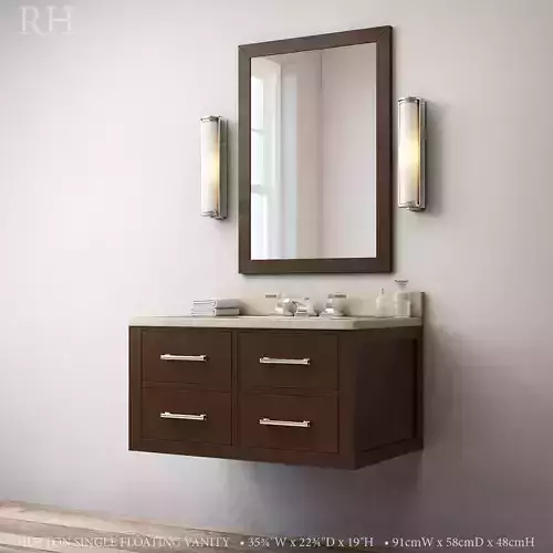 RH Hutton single floating vanity espresso