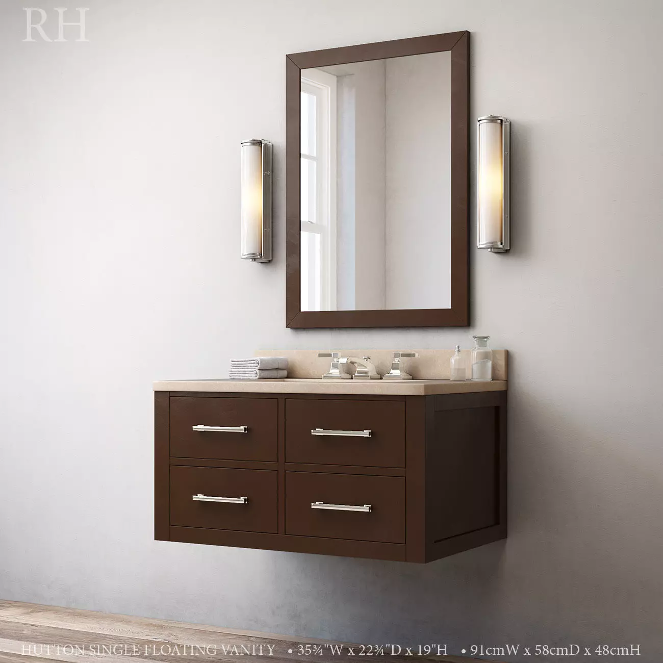 RH Hutton single floating vanity espresso 3D model_0