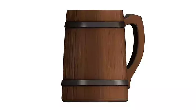 Wooden mug Low-poly 3D model