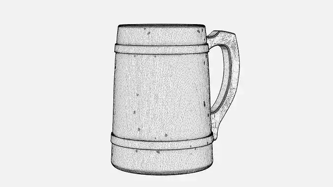 Wooden mug Low-poly 3D model 7