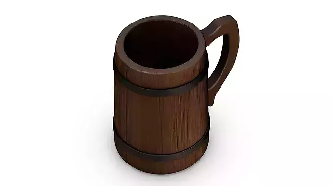 Wooden mug Low-poly 3D model 3