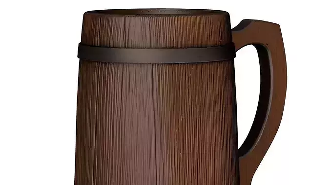Wooden mug Low-poly 3D model 4