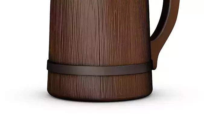 Wooden mug Low-poly 3D model 5
