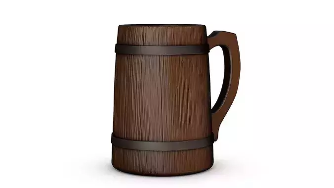 Wooden mug Low-poly 3D model 2