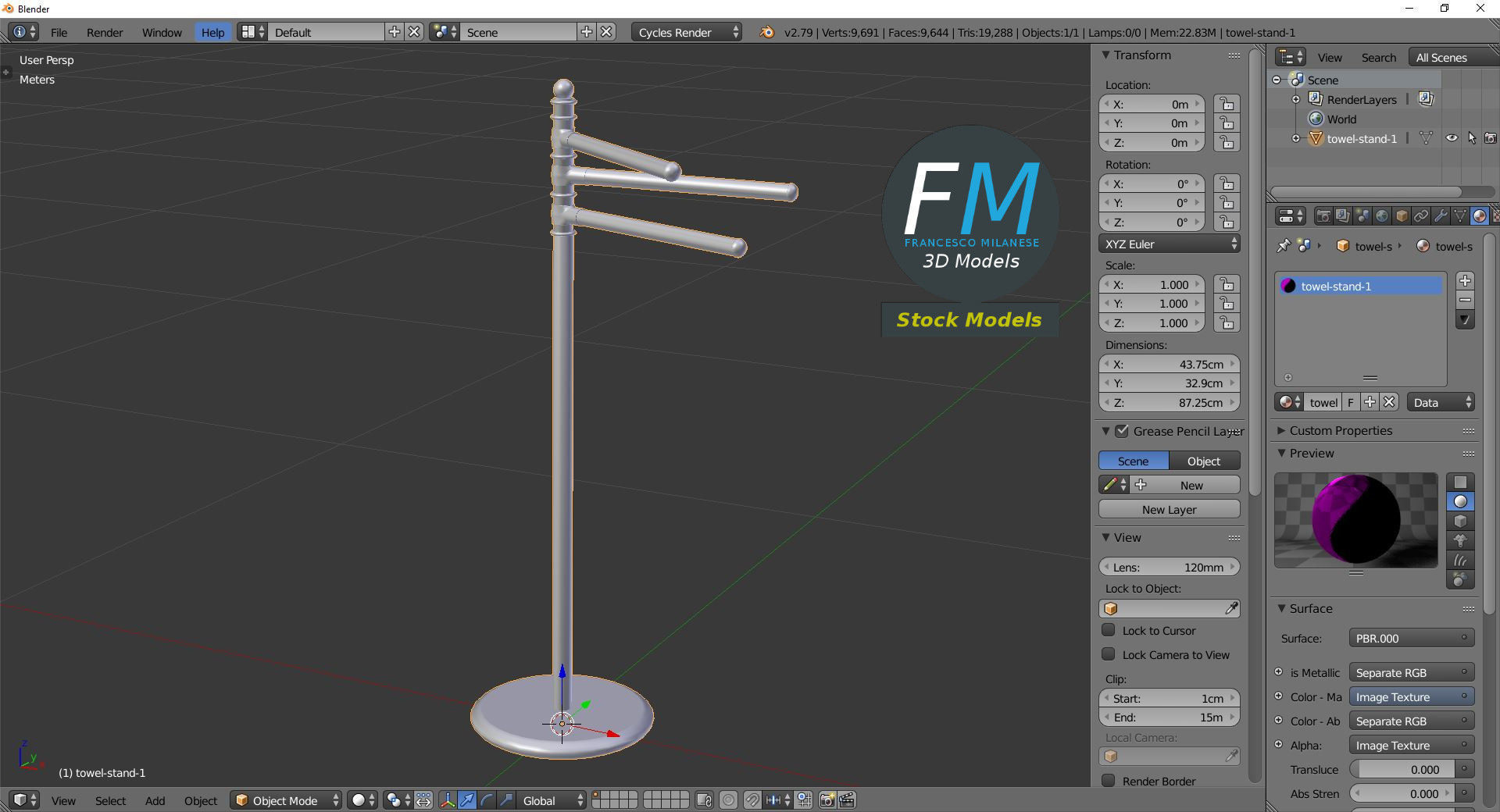 Towel stand 1 3D model_9