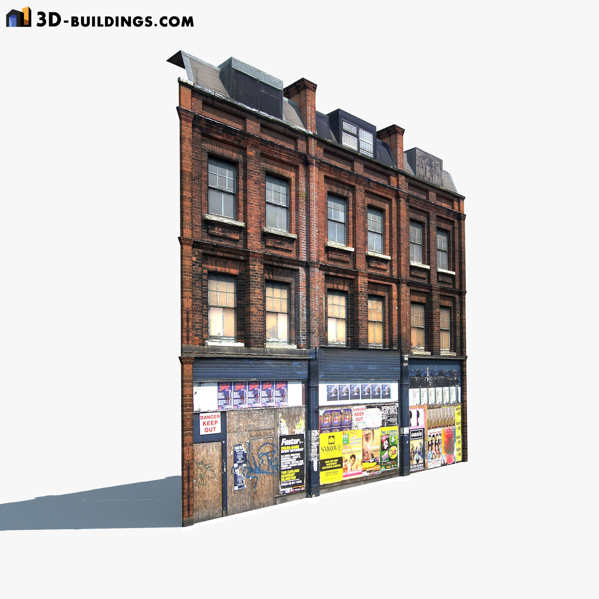 Building Facades BUNDLE Low-poly 3D model_9