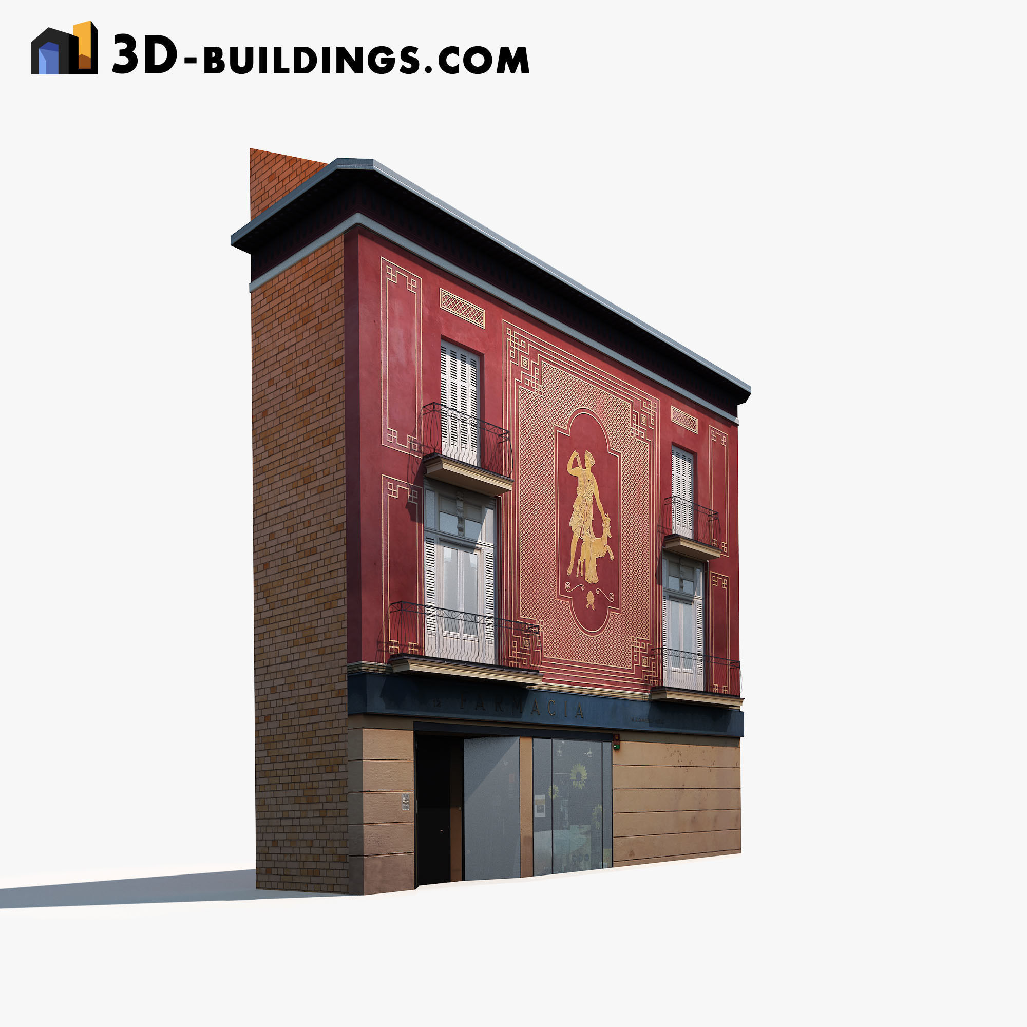 Building Facades BUNDLE Low-poly 3D model_1