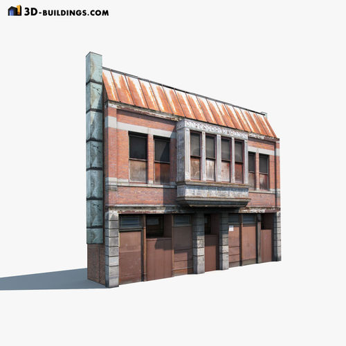 Building Facades BUNDLE Low-poly 3D model 7
